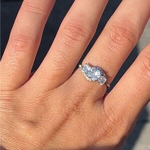 Dazzling Silver Women's Ring with Crystal Accents